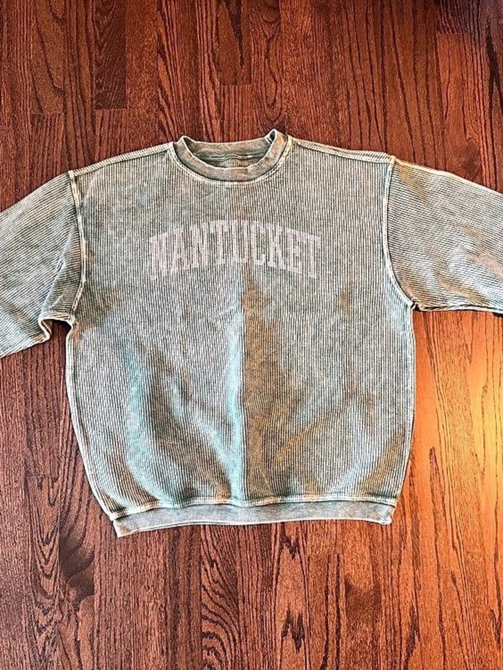 Nantucket Logo Mineral Wash Thermal Crewneck Green